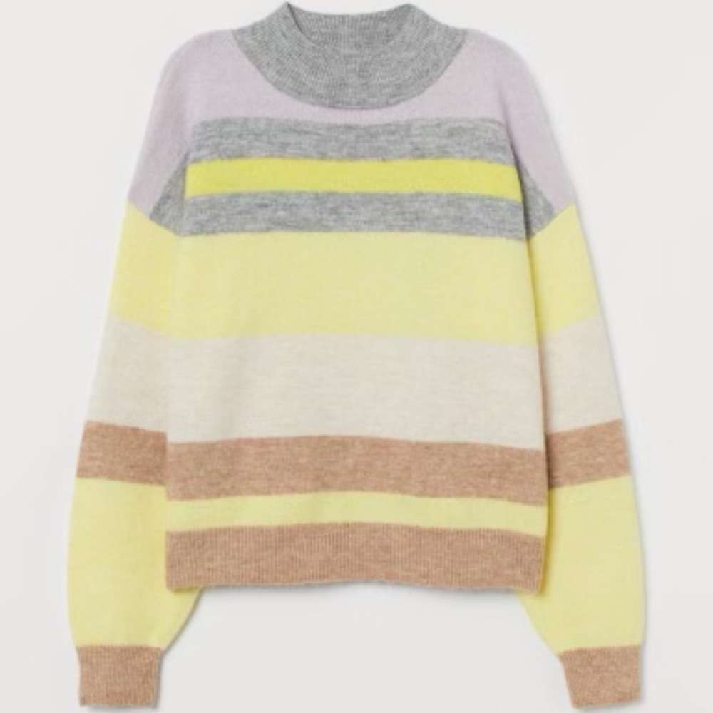 H&M Light Yellow/Gray Melange Sweater